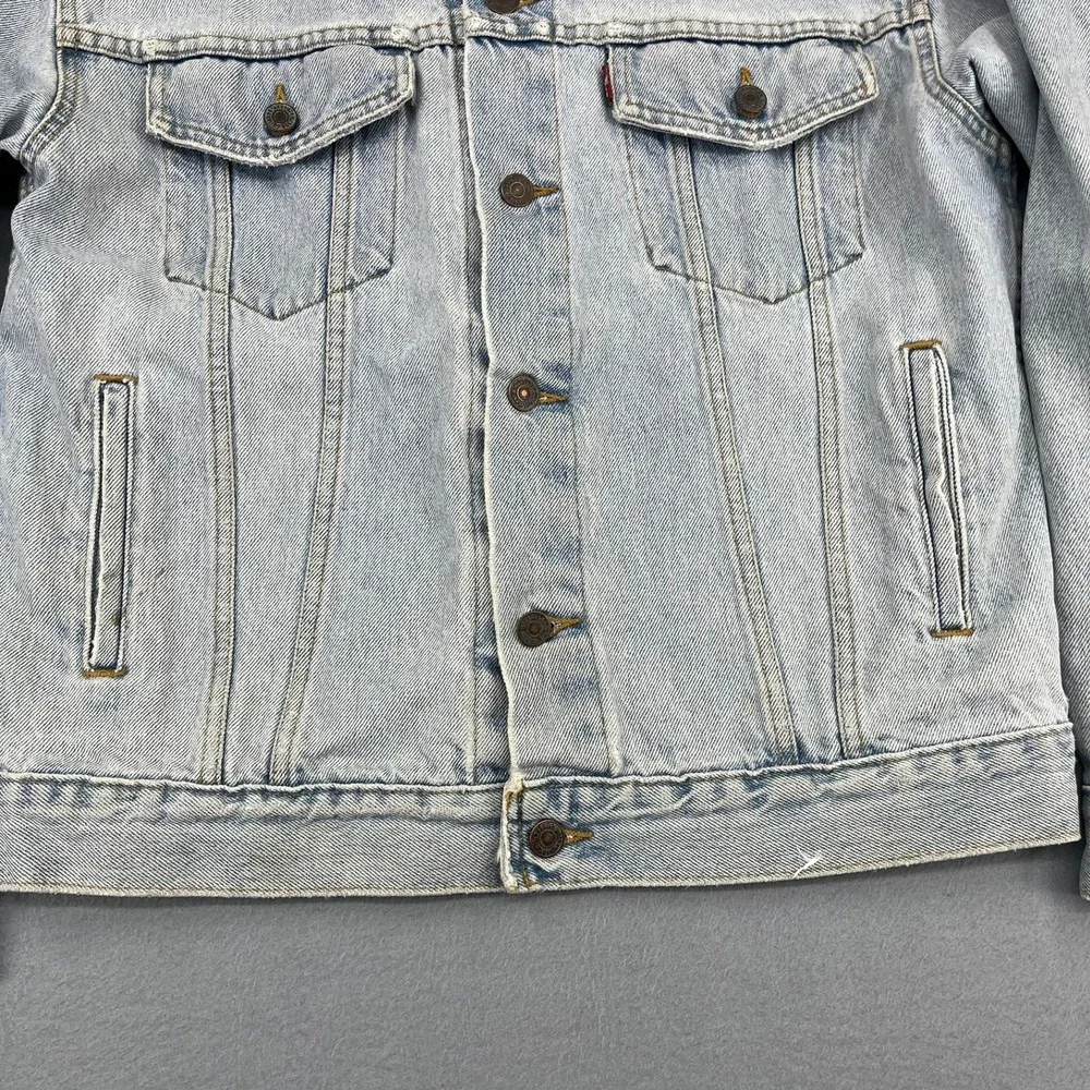 Levis Mens Light Wash Denim Trucker Jacket 70507-0311 Size M Blue Cotton Vtg USA - Picture 3 of 14